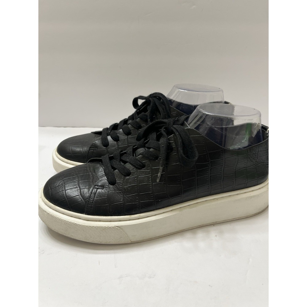 Sam Edelman Croc Embossed Sneakers Black Lace-Up Women's 9.5 Casual Comfort Low